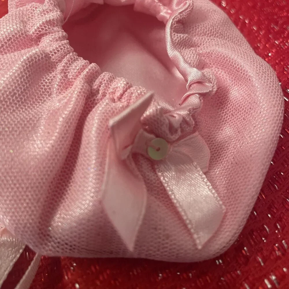 Build a Bear Pink White Flower Girl Dress Wand Shoes